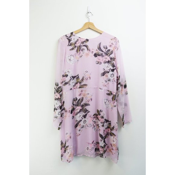 NWT Leith Long Sheer Sleeve Floral Dress Purple XL - Picture 3 of 8